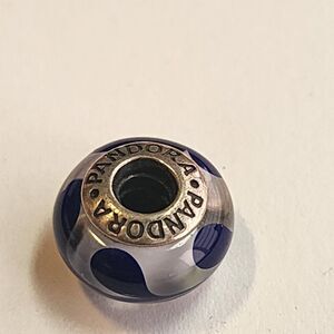 PANDORA Cobalt Blue Brush Strokes Murano Glass 925 ALE  Charm